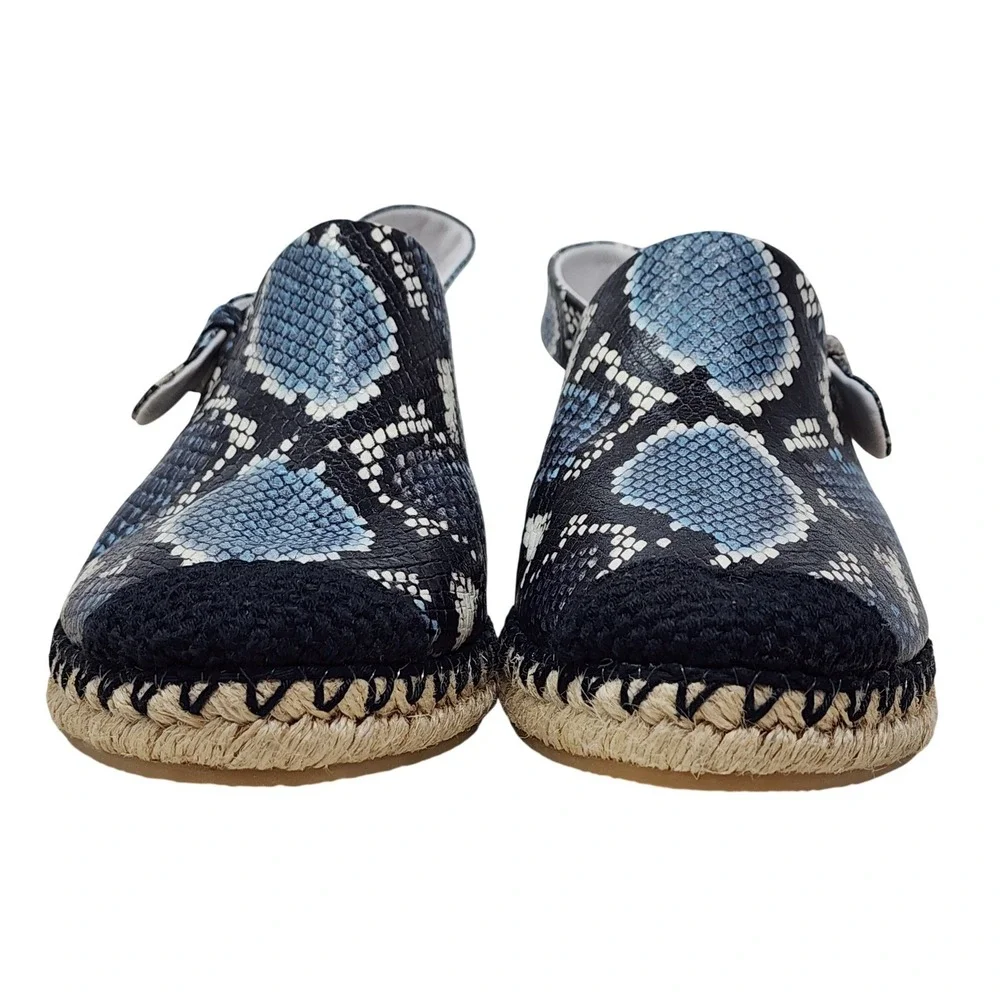Vince Glyn Espadrille Wedge‎ Sandals 6 Wom Slingback Blue Snake Skin Leather NEW